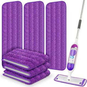 6 Pack Reusable Mop Pads Compatible with Swiffer PowerMop, Wood Floor Pads Microfiber Mop Replacement Refills Machine Washable for All Floor Surfaces (Purple)
