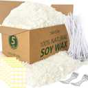 FUHITIM Soy Candle Wax for Candle Making 5 lbs Bag, Premium Natural Soy Wax Flakes, No additives and Pure, 100 Cotton Candle Wicks, 100 Wick Stickers, & 2 Centering Devices