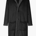 Winter Long Fleece Jacket for Mens Sherpa Fleece Lined Coat Casual Thicken Warmth Sherpa Outerwear with Pockets, 2 XL