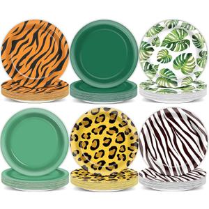 60Pcs Jungle Safari Party Paper Plates for Wild Animal Party Decorations 7In Zoo Animal Dessert Plates Disposable Tableware Dinnerware Set for Baby Shower Birthday Safari Themed Party Supplies