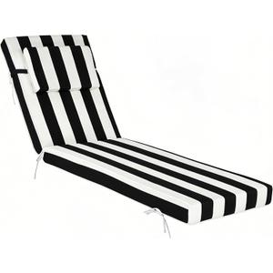 Chaise Lounge Cushions Outdoor 72x21x4 Inch, Patio Lounger Chair Cushion with Removable Cover, Fade Resistant Replacement Pad for Outdoor Furniture (Black and White Stripes, 72x21x4 inch)