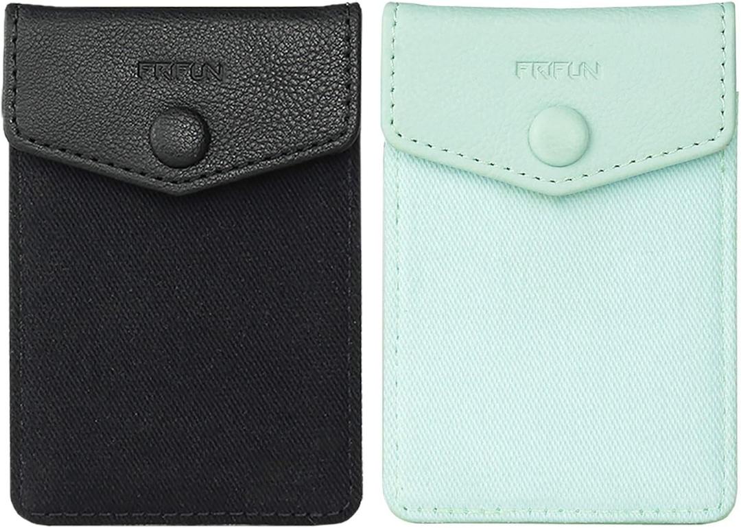 Ultra-Slim Self Adhesive Credit Card Leather Wallet (Black + Mint 2 packs)