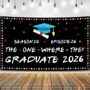KatchOn, The One Where They Graduate Backdrop 2026 - XtraLarge, 72x44 Inch | Graduation Banner Class of 2026, Friends Graduation Decorations 2026 | Grad Backdrop 2026 Graduation Party Decorations