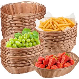 Oval Wicker Baskets - Bulk, 27 Pack, Bread & Gift Baskets, Durable, Home & Restaurant Use