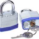 2 x Laminated Steel Key Lock, 1-9/16 in. Wide Body, 2 Padlocks Keyed Alike