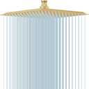 BESy 10 Inch Rain Shower Head, 10" Square Rainfall & High Pressure Stainless Steel Bath Showerhead, 1/16" Ultra Thin, Waterfall Full Body Coverage with Silicone Nozzle, Brushed Gold