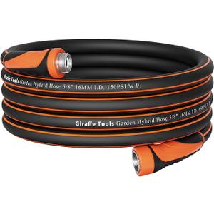 Giraffe Tools Garden Hose 5/8", Water Hose Heavy Duty, Flexible, Lightweight Hybrid Hose with Swivel Handle, 25ft Male to Female Fittings, Burst 600 PSI