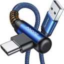 AINOPE Type C Cable [2-Pack, 6.6ft] 3.1A C Charger Cable Fast Charging Right Angle, Durable Nylon Braided USB C Cable Compatible with Galaxy S10 S9 S8 Plus S21, Note 10 9 8, LG (Blue)