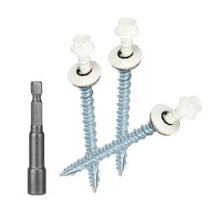 Metal Roofing Screws 10 x 2-1/2 inch, Brite White Hex Head Sheet Metal Roof Screw with EPDM Washer for Corrugated Roofing (250Pcs)