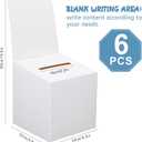 CHENGU 6 Pieces Raffle Ticket Box with Removable Header, 10 x 10 x 10 Inch Cardboard Box with Slot, Large Donation for Fundraising, Tip Jar, Suggestion for Collecting and Donation (White)