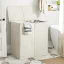 WOWLIVE 180L Double Laundry Hamper with Lid and Removable Laundry Bags, Large Dirty Clothes Hamper 2 section Collapsible Laundry Basket Dorm Room Storage for Bedroom, Bathroom, College,Beige