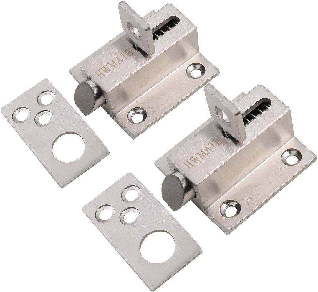 Stainless Steel Security Automatic Gate Door Lock Spring Load Bolt Latch 2 Pack