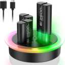 ELUTENG Rechargeable Battery Pack for Xbox One/Xbox Series X|S, 4 x 2600mAh Rechargeable Batteries for Xbox Controller LED Indicator Battery Charger Station Dock for Xbox One S/One X/Elite, Black