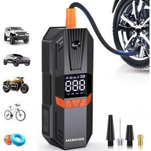 Tire Inflator Portable Air Compressor, 150PSI Cordless Electric Air Compressor with LCD Pressure Gauge, Gifts for Father Him, Quick Inflation Bike Pump for Car Motorcycle Ball