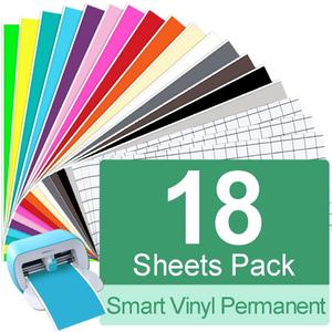 Smart Adhesive Vinyl Permanent Cricut Joy Film: 5.5 X 12 in (18 Packs) Craft Transfer Vinyl Film Plotter Set for Laptops, Phones, Walls