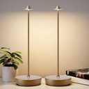 2Pack Rechargeable Cordless Table Lamp, Portable Powered LED Battery 6000mAh Metal USB Desk Lamp, 3 Levels Brightness Light for Restaurants Outdoor (2pack Titanium)