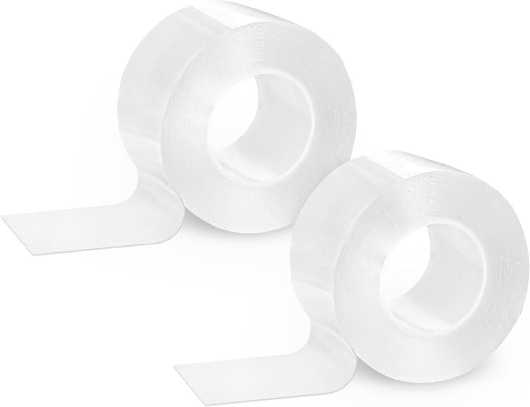 2 x Krijuess 2 Rolls Window Seal Strip, 2 Inch x 33 FT Air Conditioner Window Seal Residue, Clear and Waterproof Weather Stripping Tape for Doors Windows and Shower Glass Gaps Bathroom