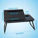 Laptop Bed Desk, Adjustable Lap Desk, Small Laptop Table with USB Charge Port, Desktop Card &Pen Slot, Cup Holder, Foldable Bed Tray Table for Couch Sofa Chair Floor Eating Working