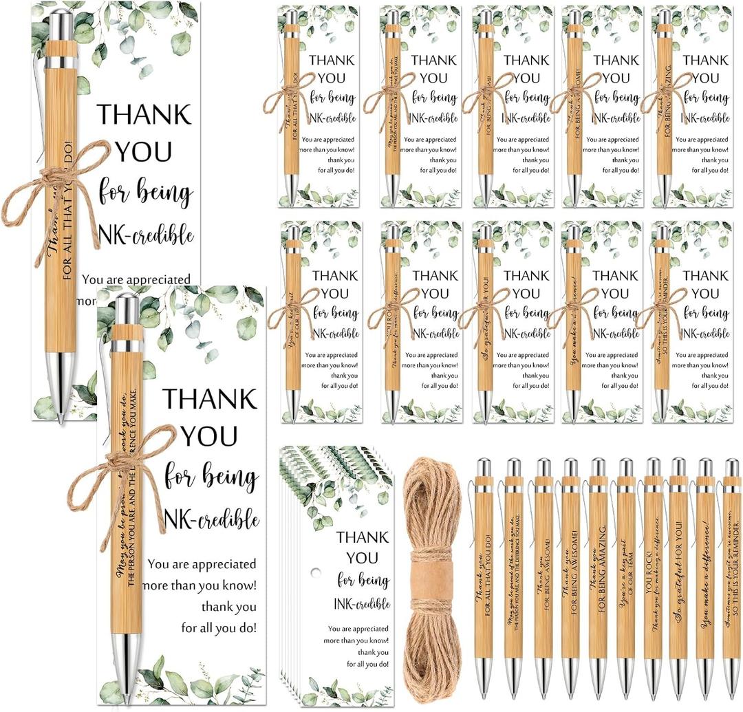 Fulmoon 20 Set Appreciation Gifts May You Be Proud Sign Wood Bamboo Pens with Thank You Bookmark Cards Back to School Gifts for Classroom Teacher Student Boss Employee Party Favor Coworker