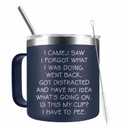 Funny Christmas Gifts for Dad Old Men Grandpa, 14 Oz Stainless Steel Tumbler Coffee Mug with Handle I Came I Saw I Forgot Gag Present Fathers Day Christmas Gift Idea, Navy Blue