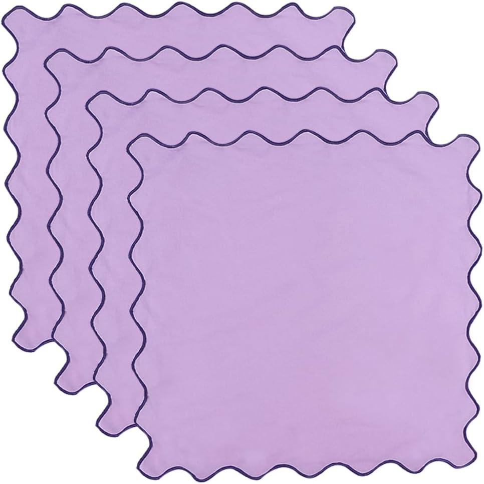 Dinner Napkins, Cotton Linen Blend Napkins Set of 4 Perfect for Parties Dinners Weddings Cocktail Christmas Cloth Napkins Washable & Reusable 18x18 (Purple, 18" x 18", 4PCS)