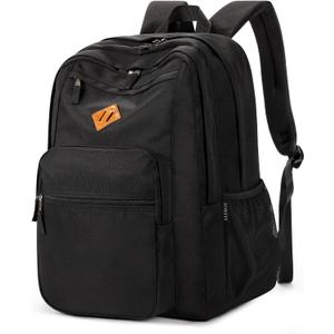 ZORFIN 26L Black Backpack for College, and Travel: Water Resistant Bookbag