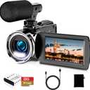 Video Camera, 4K Camcorder 36MP Vlogging Camera for YouTube, 3" IPS Screen 18X Digital Zoom, with Fill Light, Mic, Battery and 32GB Card