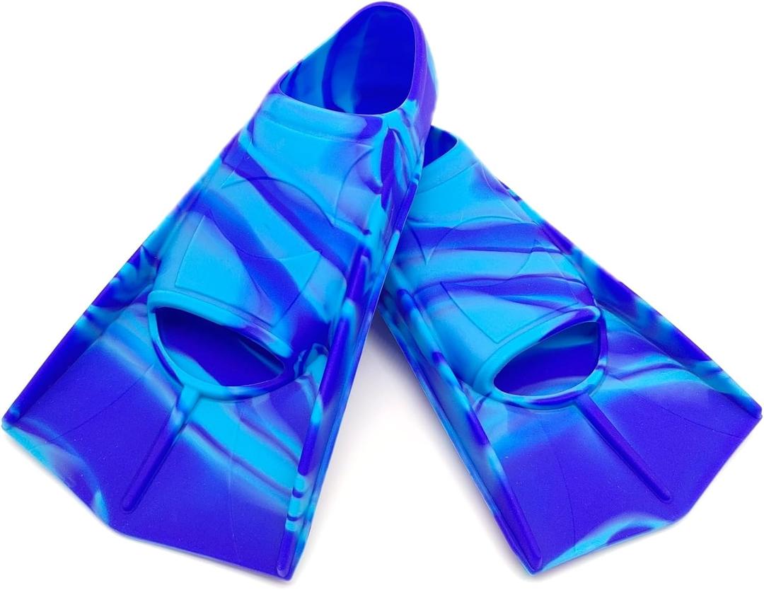 Gugmoy Kids Swim Fins,Comfortable Silicone Flippers for Swimming and Diving,Size Suitable Beginners Kids Girls Boys Adults (Large, PacificBlue)