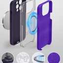 Liquid Silicone Case for iPhone 14 pro with Magnetic Ring Stand, Upgraded Camera Lens Protection, Mil-Grade Drop Shockproof, Anti-Scratch Microfiber Lining Silicone Case (Purple)