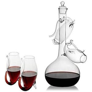 The Wine Savant Crystal Port, Sherry and Dessert Wine Glasses Sippers & Decanter, Cordial Schooner Sippers Aperitif & Nosing Copitas Tasting - After Dinner Drink Glassware Set of 4, 3 oz Sippers