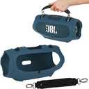 Silicone Protective Case for JBL Xtreme 4 Portable Bluetooth Speaker - Carrying Skin Case Cover with Handle Strap - Blue