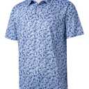 BOJIN Men's Print Golf Polo Shirts 167A Blue Pattern 3X (XXXL)
