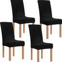 Obstal Black Stretch Spandex Dining Room Chair Covers ?Set of 4 Universal Removable Washable Chair Seat Slipcovers Protector for Kitchen, Ceremony, Wedding, Banquet, Hotel and Party