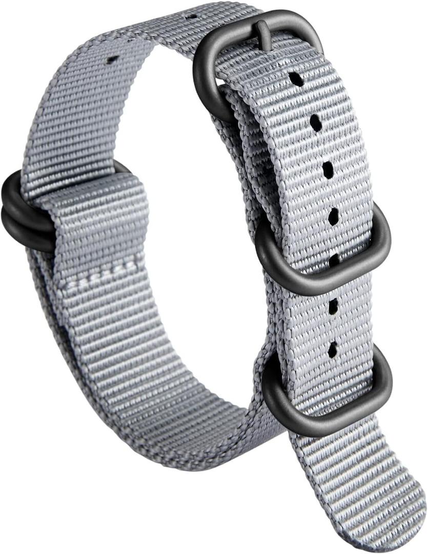 BINLUN Nylon Watch Strap Thick Premium Ballistic Multicolor Bands for Men Women 18mm 19mm 20mm 21mm 22mm 23mm 24mm with Military Heavy Duty 5 Rings Silver/Black Stainless Steel Buckle