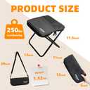 11.5" Tall Compact Collapsible Stool, Portable Folding Camp Stool with 2 Side Pockets, Lightweight Mini Folding Stool for Adults, Small Backpacking Stool for Fishing Hiking Trips (Black)