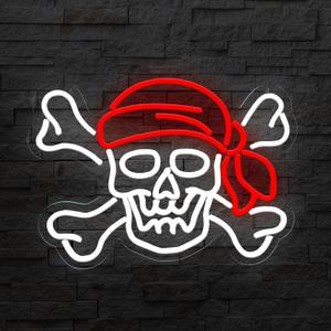 Pirate Neon Sign Pirate LED Light Design is Perfect for Room, Kids Bedroom, Bar and Party Decoration Pirate Light Can Also Be Used As a Gift 16.7 * 12.4 Inches