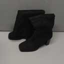  Black Wide Fit Platform Block Heel Knee High Faux Suede Long Boots, Size 8,5