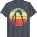 Retro Rollercoaster I Roller Coaster T-Shirt (Small, Heather Blue)