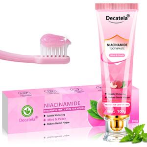 3 x Niacinamide Whitening Toothpaste, Effectively Whitens Teeth, with Peach & Mint Flavor - Stain Removal, Gum Care, Fresh Breath 24HR, Fluoride-Free Gentle Formula for Sensitive Teeth