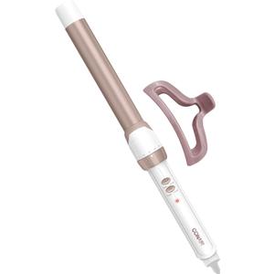 Conair Double Ceramic 1-Inch Curling Wand with Claw Clip, Produces Flawless Waves, Curling Iron for Use on Medium and Long Hair, 30 Heat Setting Curling Iron, White
