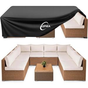 Kipiea Patio Furniture Covers Waterproof Winter, Heavy-Duty Outdoor Furniture Set Covers for Table Chairs, Anti-UV, No Tears or Fading (110" L x 84" W x 28" H)
