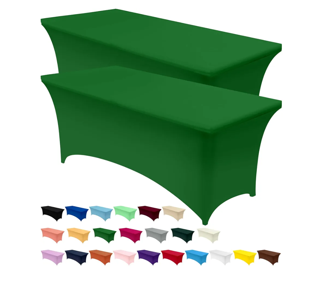 Separo Spandex Tablecloth 2 Pack [6FT, Emerald Green] Tight, Fitted, Washable and Wrinkle Resistant Stretch Rectangular Patio Table Cover for Event, Wedding & Parties [72Lx30Wx30H Inch]