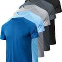 BALENNZ Workout Shirts for Men, Moisture Wicking Quick Dry Active Athletic Men's Gym Performance T Shirts (3X-Large, 5 Pack Black, Dark Grey, Light Grey, Blue, Light Blue)