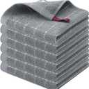 Homaxy 100% Cotton Terry Kitchen Dish Cloths, Ultra Soft and Absorbent Dish Towels for Kitchen, Suitable for Drying and Washing Dishes, 6 Pack, 12 x 12 Inches, Grey