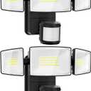 Onforu 2 Pack Battery Powered Motion Sensor Outdoor Lights, 2000LM 6500K Security Flood Lights, IP65 Waterproof Battery Operated Lights with Adjustable 3 Head Motion Detector LED Flood Light