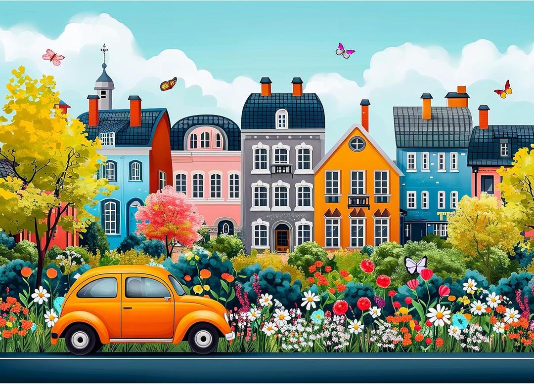 1000 Piece Puzzle for Adults, Small Town Scenery Jigsaw Puzzle, Impossible Puzzles Game, Interlock Perfectly No Dust, Home Decoration Puzzle, Gifts for Easter Earth Mothers Day