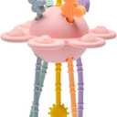 Montessori Sensory Toys for Babies,Silicone Teething Toys Pull String Baby Toy 18 Months (Pink)