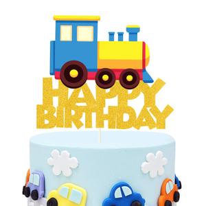 Train Happy Birthday Cake Topper,Traffic Transportations Themed Birthday Party Supplies,Perfect Train Party Favors For Your Train Birthday Party