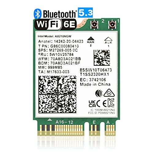 WiFi 6E AX210 Wireless Card M.2 2230/NGFF WiFi 6E Laptop Module with Bluetooth 5.3, 5400Mbps Tri-Band AX210 WiFi Chip Adapter, MU-MIMO, Ultra-Low Latency, Supports Windows 11/10 (64bit)