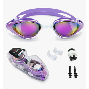 Nearsighted Swim Goggles, Shortsighted Swimming Goggles, UV Protection, Anti-Fog, Dual Strap, Auto Buckle -6.5